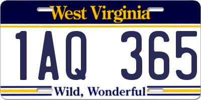 WV license plate 1AQ365