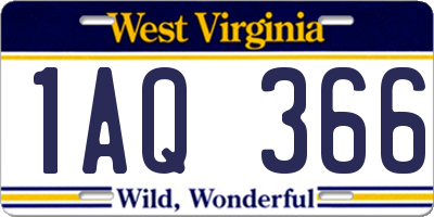 WV license plate 1AQ366