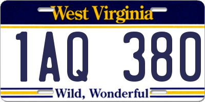 WV license plate 1AQ380