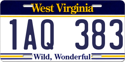 WV license plate 1AQ383