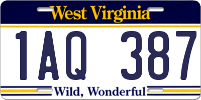 WV license plate 1AQ387