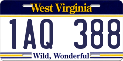 WV license plate 1AQ388