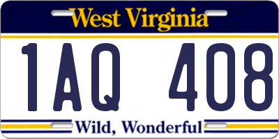 WV license plate 1AQ408