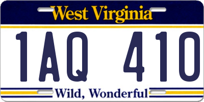 WV license plate 1AQ410