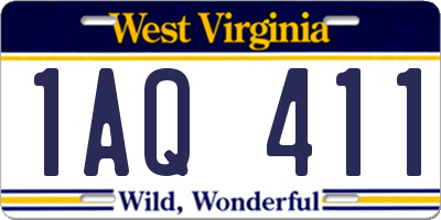 WV license plate 1AQ411