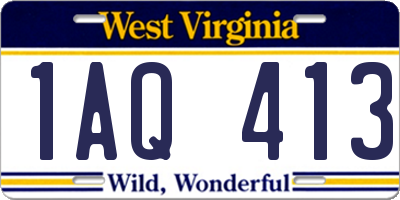 WV license plate 1AQ413