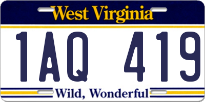 WV license plate 1AQ419