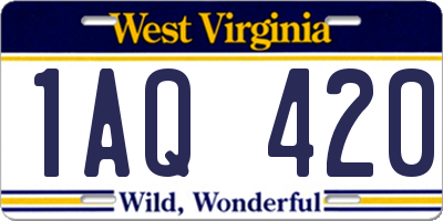 WV license plate 1AQ420