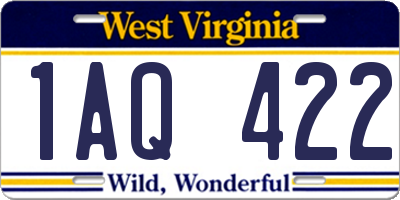 WV license plate 1AQ422