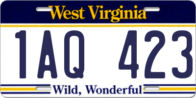 WV license plate 1AQ423