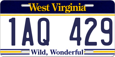 WV license plate 1AQ429