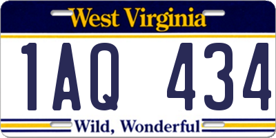 WV license plate 1AQ434