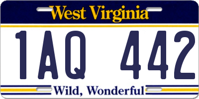 WV license plate 1AQ442