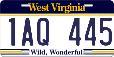 WV license plate 1AQ445