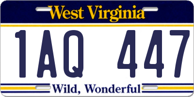 WV license plate 1AQ447