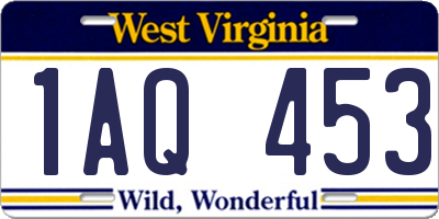 WV license plate 1AQ453