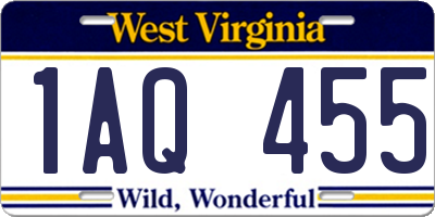 WV license plate 1AQ455