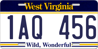 WV license plate 1AQ456