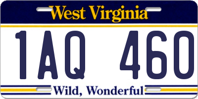 WV license plate 1AQ460