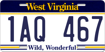 WV license plate 1AQ467