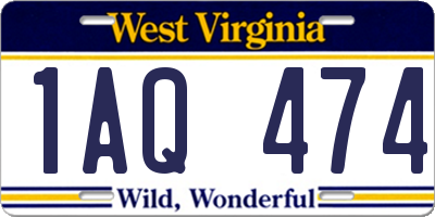 WV license plate 1AQ474