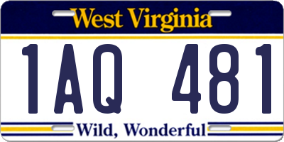 WV license plate 1AQ481