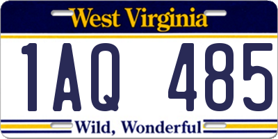 WV license plate 1AQ485