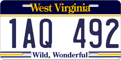 WV license plate 1AQ492