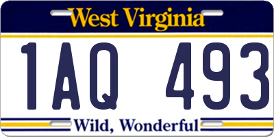 WV license plate 1AQ493