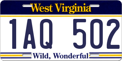 WV license plate 1AQ502