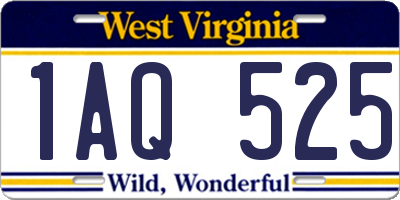 WV license plate 1AQ525