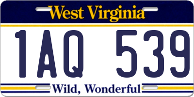 WV license plate 1AQ539