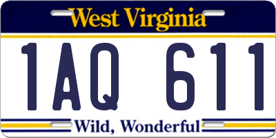 WV license plate 1AQ611