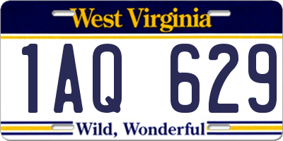 WV license plate 1AQ629