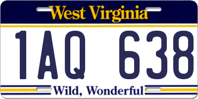 WV license plate 1AQ638