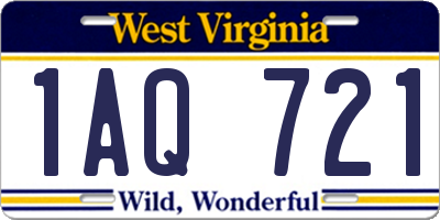 WV license plate 1AQ721