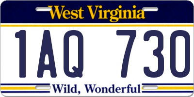 WV license plate 1AQ730