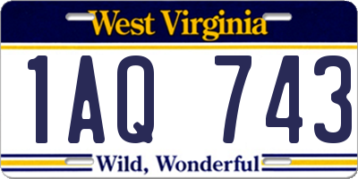 WV license plate 1AQ743