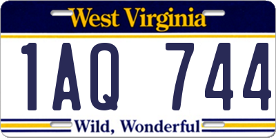 WV license plate 1AQ744