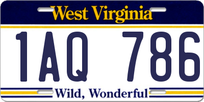 WV license plate 1AQ786