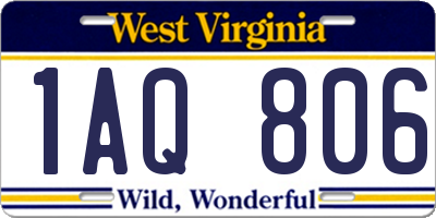WV license plate 1AQ806
