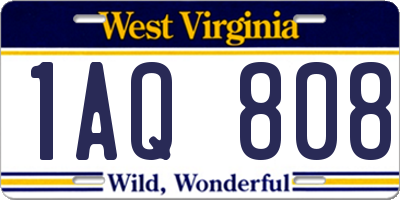 WV license plate 1AQ808