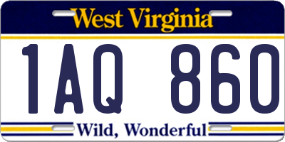 WV license plate 1AQ860