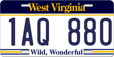 WV license plate 1AQ880