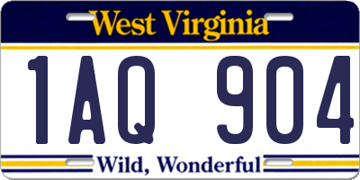 WV license plate 1AQ904