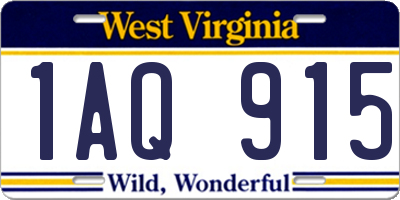 WV license plate 1AQ915