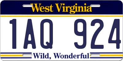 WV license plate 1AQ924