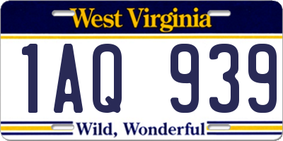 WV license plate 1AQ939