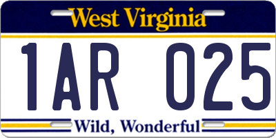 WV license plate 1AR025