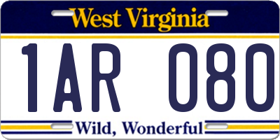 WV license plate 1AR080